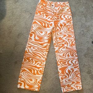 Orange Print Shein Jeans. Size 4, runs big